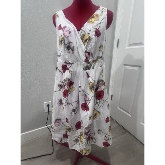 Floral Print Sleeveless Dress V-Neck White Colorful Casual - Picture 8 of 8